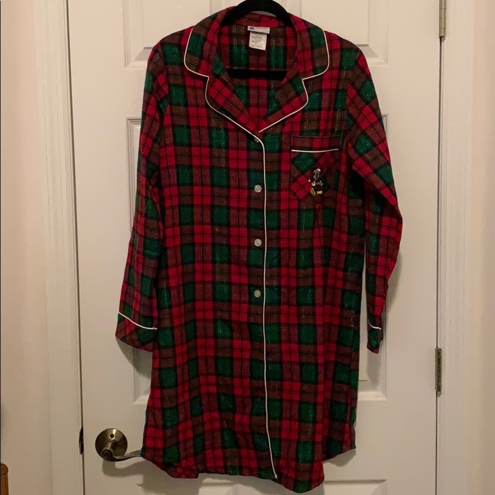 Disney Parks plaid Christmas Mickey sleep shirt